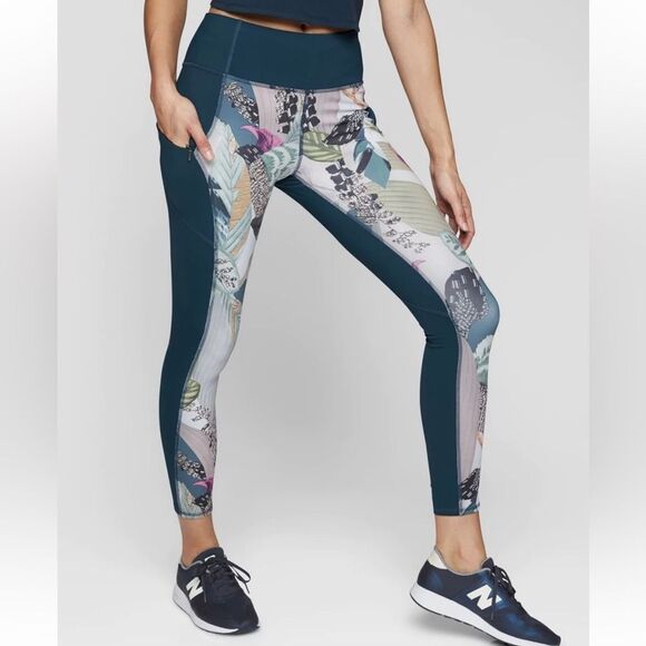 ATHLETA XS Tropical Oasis Contender 7/8 Tight Lagoon Teal - Picture 2 of 14